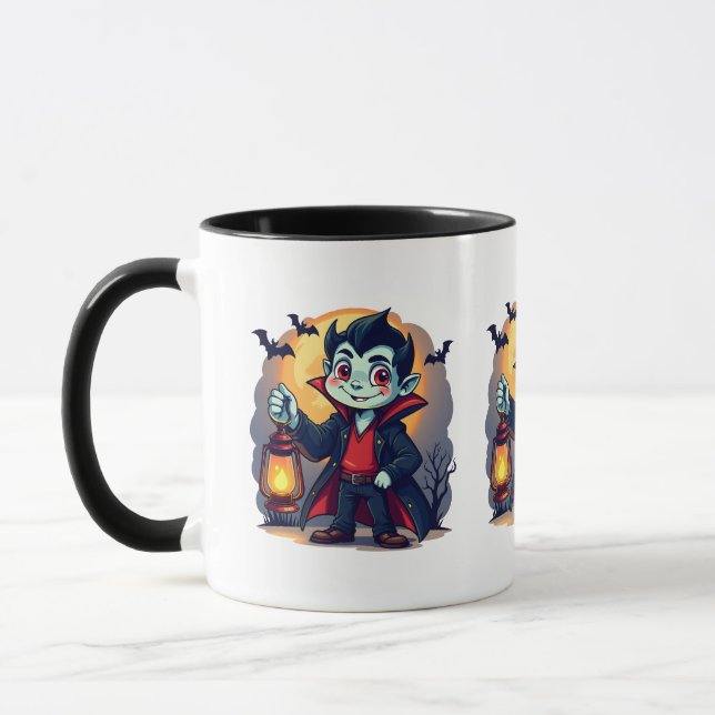 Niedlich Vampire mit Lantern Kawaii Halloween Tasse (Links)