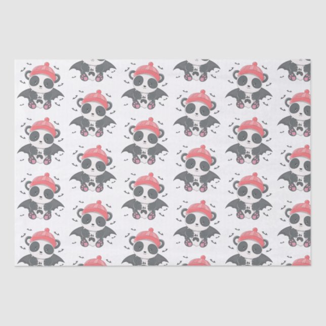 Niedlich Vampire Panda Bats Ghost White Halloween Seidenpapier (Vorderseite)