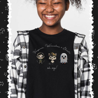 Niedlich Vampire, Werwolf und Ghost Halloween T-Shirt