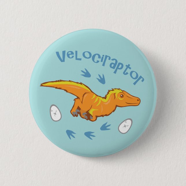 Niedlich Velociraptor Button (Vorderseite)