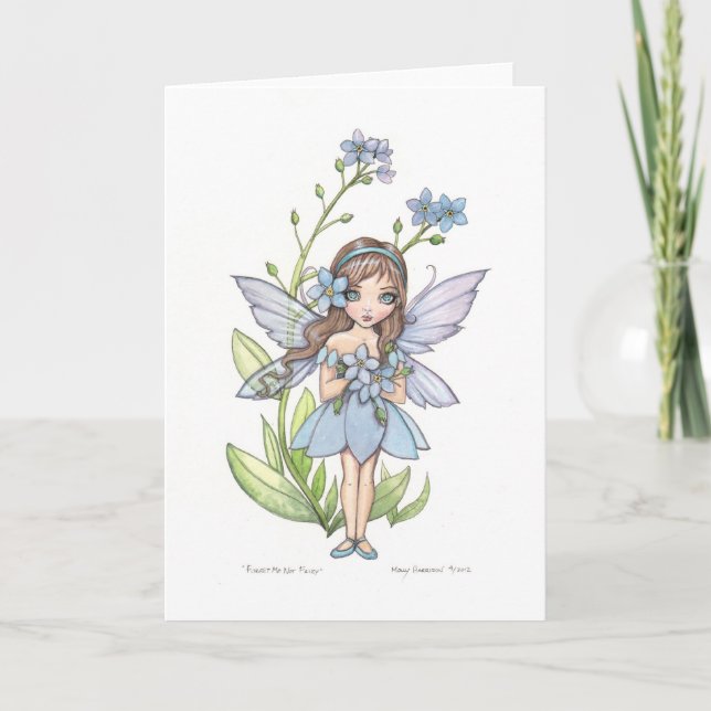 Niedlich vergessen Sie mich nicht die Blume Fairy  Karte (Vorderseite)