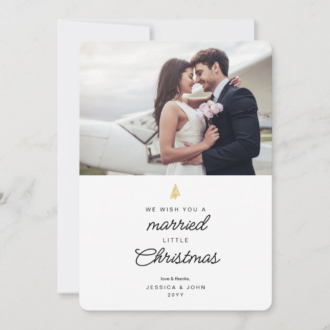 Niedlich Verheiratete Weihnachten 2 Foto Hochzeit Dankeskarte (Vorderseite)