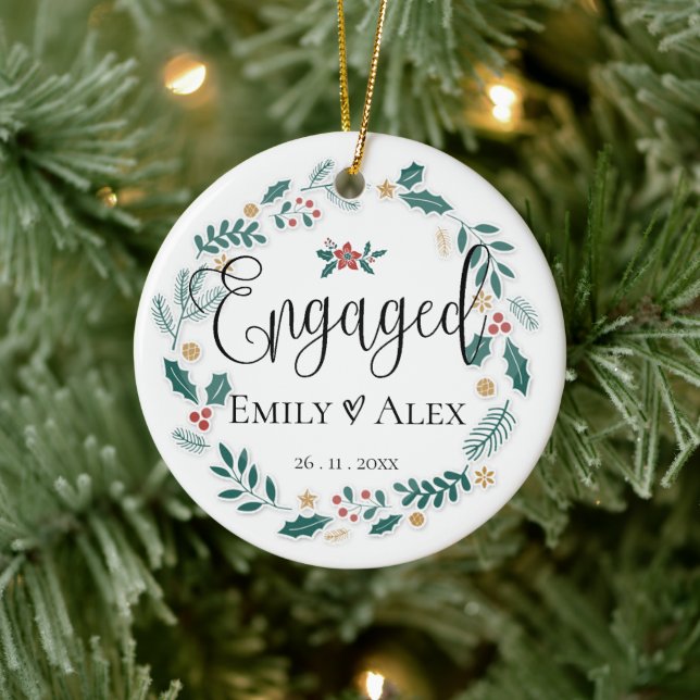 Niedlich | VERLOBT | Unser erstes Weihnachten Keramik Ornament (Baum)