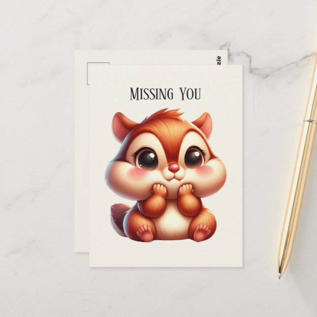 Niedlich Vermisst du Eichhörnchen Postkarte (Vorderseite/Rückseite Beispiel)