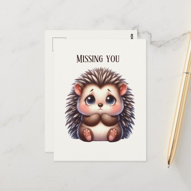 Niedlich Vermisst Igel Postkarte (Vorderseite/Rückseite Beispiel)