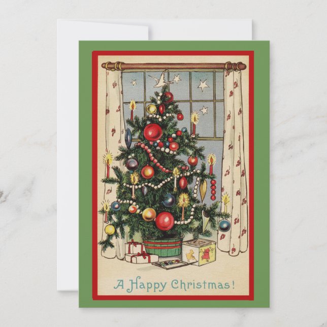 Niedlich Vintag ein glücklicher Weihnachtsbaum Feiertagskarte (Vorderseite)