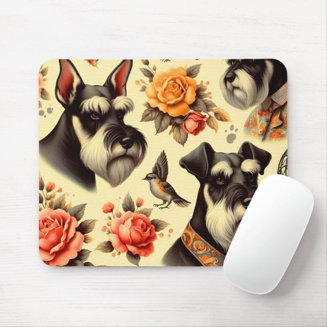 Niedlich Vintag Schnauzer Mousepad (Mit Mouse)