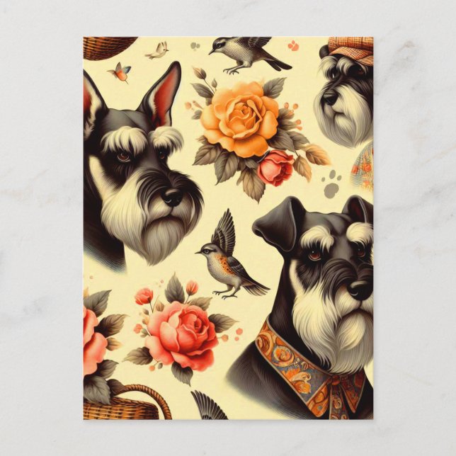 Niedlich Vintag Schnauzer Postkarte (Vorderseite)