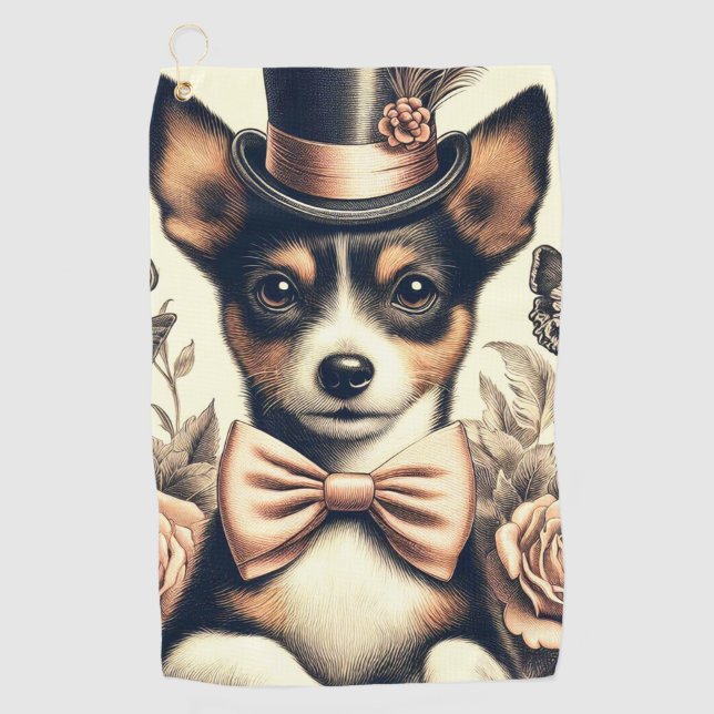 Niedlich Vintag Toy Fox Terrier Golfhandtuch (Vorderseite)