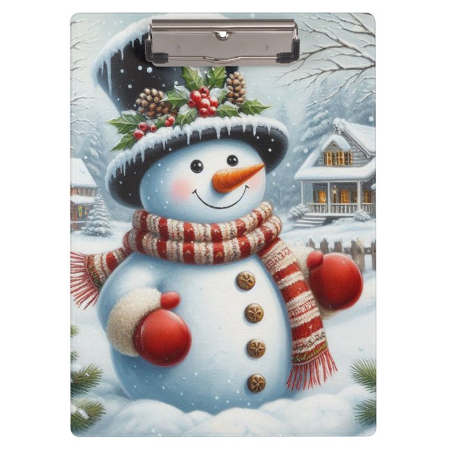 Niedlich, Vintag/Whimsischer Weihnachts-/Wintersch Klemmbrett (Vorderseite)