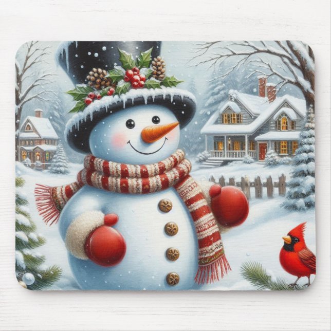 Niedlich, Vintag/Whimsischer Weihnachts-/Wintersch Mousepad (Vorne)