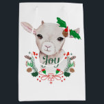 Niedlich Vintage Christmas Baby Goat - Joy Mittlere Geschenktüte<br><div class="desc">Niedlich Vintage Christmas Baby Goat - Joy Zwarf Pygmy Kid Lamb</div>