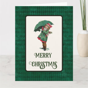 Niedlich Vintage Christmas Girl Weihnachtskarte Karte
