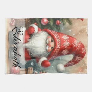 Niedlich Vintage Christmas Gnomes Wasserfarben Kun Geschirrtuch