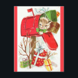 Niedlich Vintage Christmas Kitten Cat Geschenk Postkarte<br><div class="desc">Schick Weihnachtsgrüße an Familie und Freunde dieses Jahr mit dieser niedlichen Vintagen Kätzchen-Postkarte!</div>