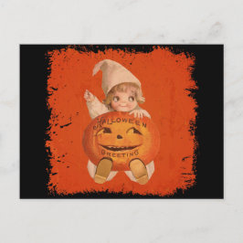 Niedlich Vintage Halloween Greetings Pumpkin Postkarte
