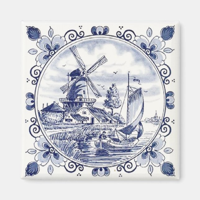 Niedlich Vintage holländische Windmühle Sailboat D Magnet (Vorne)
