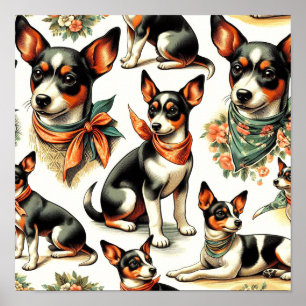 Niedlich Vintage Ratte Terrier Seamless Poster