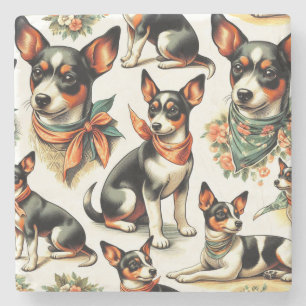 Niedlich Vintage Ratte Terrier Seamless Steinuntersetzer