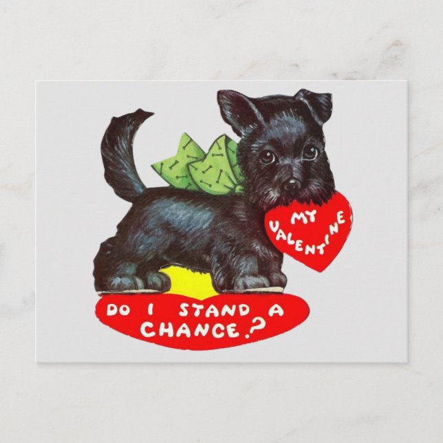 Niedlich Vintage Scottie Dog Valentine Postkarte (Vorderseite)