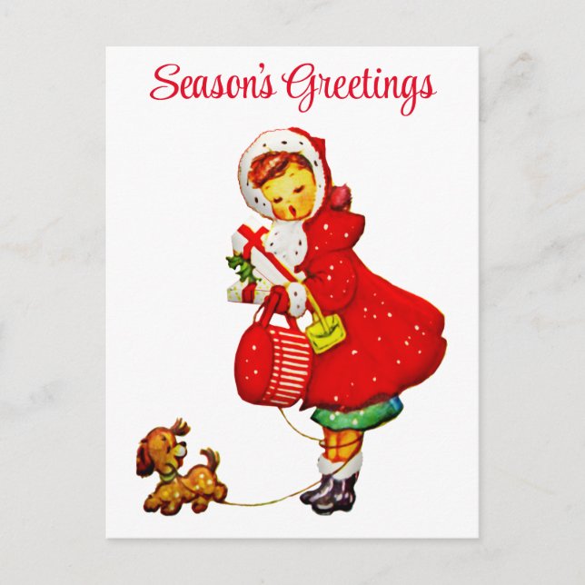 Niedlich Vintage Weihnachten Frohe Festtage Postkarte (Vorderseite)