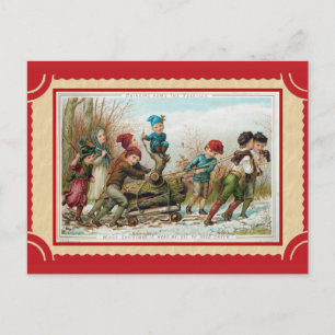 Niedlich Vintage Weihnachts-Weihnachten-Log Postkarte