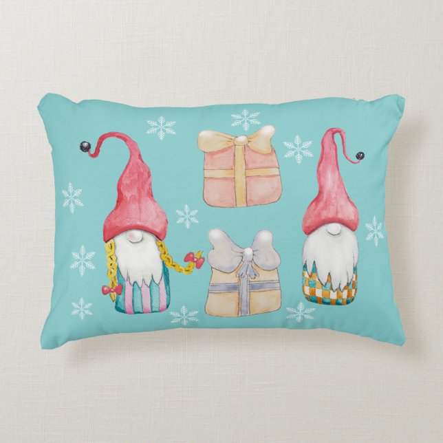 Niedlich Vintage Weihnachtsgnome Dekokissen (Vorderseite)