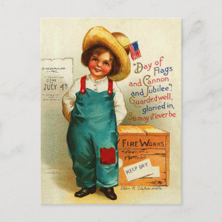 Niedlich Vintager 4. Juli Postkarte
