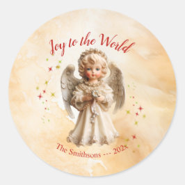 Niedlich Vintager Angel Weihnachten Runder Aufkleber