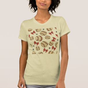 Niedlich Vintager Baseball-Bow T-Shirt
