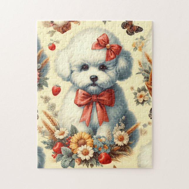 Niedlich Vintager Bichon Frisé Illustration (Vertikal)