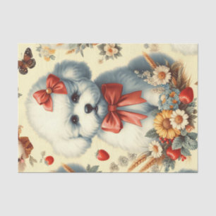 Niedlich Vintager Bichon Frisé Illustration Seidenpapier