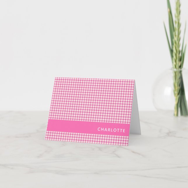Niedlich Vintager Roink Gingham Karierter Personal (Vorderseite)