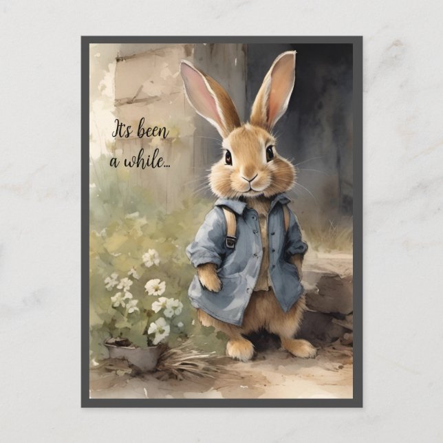 Niedlich Vintager Stil Bunny Postcard Postkarte (Vorderseite)
