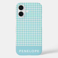 Niedlich Vintages Aqua Blue Gingham Kariert Person