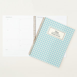 Niedlich Vintages Aqua Blue Gingham Kariert Person Planer