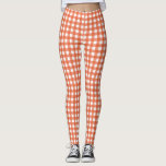 Niedlich Vintages Orange Gingham Kariertes Muster  Leggings<br><div class="desc">Niedliche Vintage Orange- und White Gingham Karierte Leggings</div>