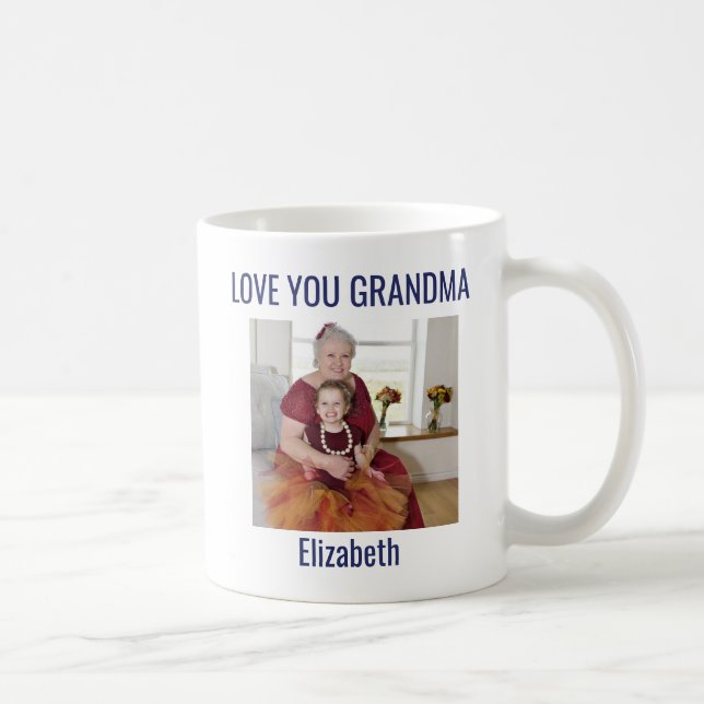 Niedlich Voted World's Best Oma Foto Blue White Kaffeetasse (Rechts)