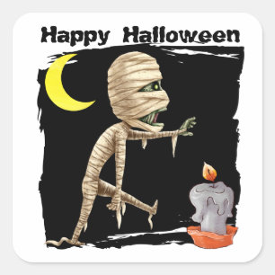 Niedlich Walking Zombie Kids Halloween Quadratischer Aufkleber