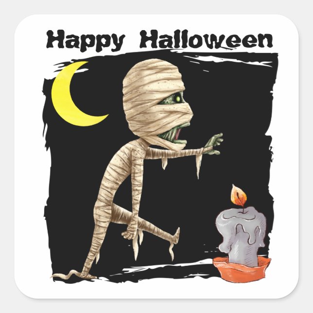 Niedlich Walking Zombie Kids Halloween Quadratischer Aufkleber (Vorderseite)