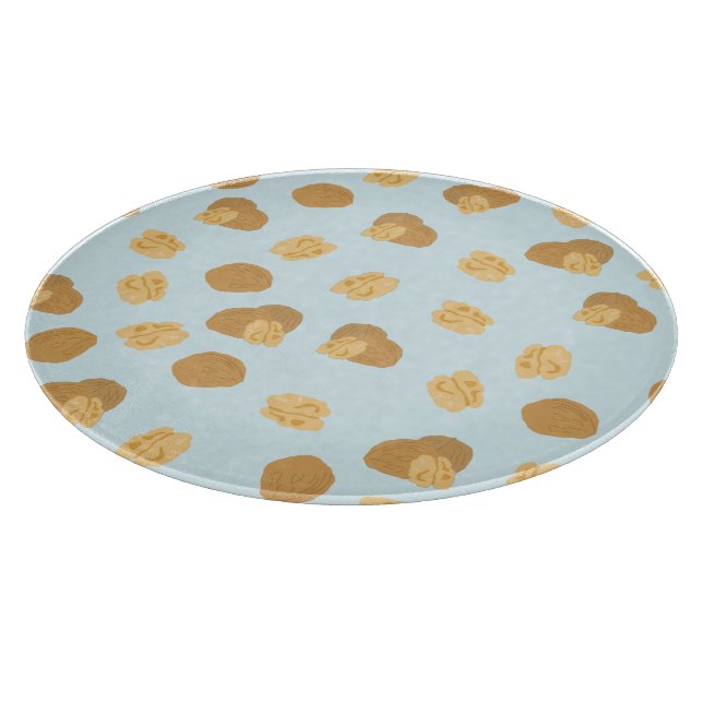 Niedlich Walnut Nut Pattern Pastellblau Schneidebrett (Ecke)