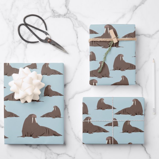 Niedlich Walrus Pattern Geschenkpapier Set (Vorderseite)