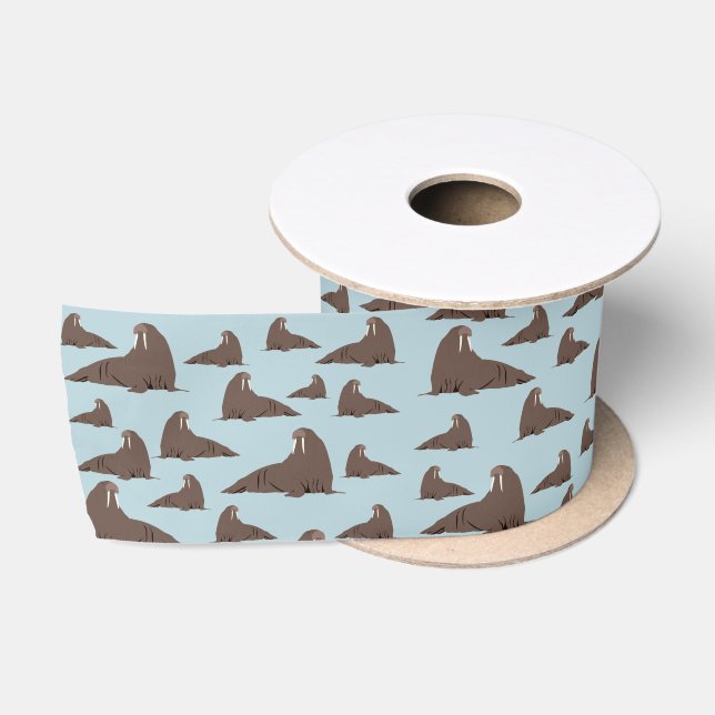 Niedlich Walrus Pattern Satinband (Spule)