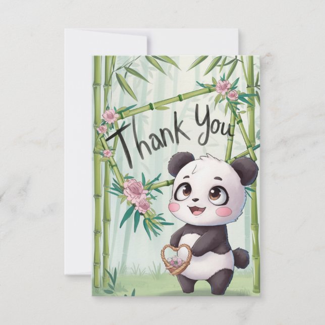 Niedlich Wans Panda Dankeskarte (Vorderseite)