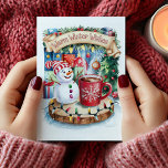 Niedlich Warmer Winter wünscht Snowman Weihnachtsk Feiertagskarte<br><div class="desc">Whimsical Aquarell Winter wünscht Weihnachtskarte. Personalisieren Sie mit Ihrem eigenen Grußtext.</div>