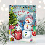 Niedlich Warmer Winter wünscht Snowman Weihnachtsk Feiertagskarte<br><div class="desc">Whimsical Aquarell Winter wünscht Weihnachtskarte. Personalisieren Sie mit Ihrem eigenen Grußtext.</div>
