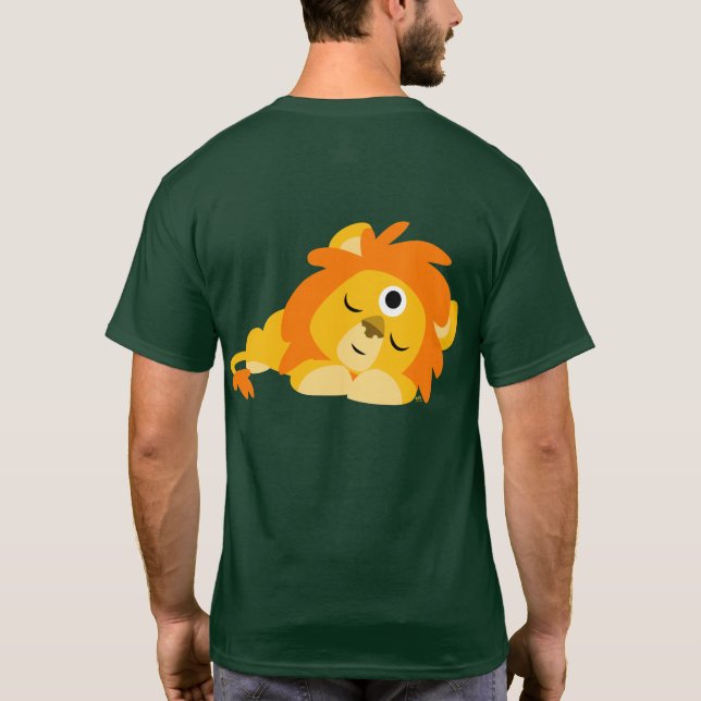 Niedlich Watchful Cartoon Lion T - Shirt (hinten) (Rückseite)