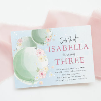 Niedlich Watercolor Ballon Kindergeburtstag Party Einladung