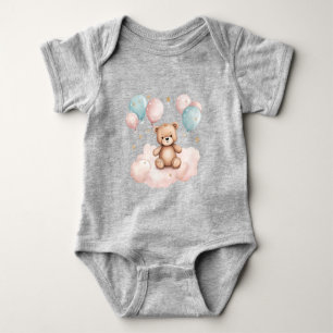 Niedlich Watercolor Balloon Teddy Bär Baby Strampler