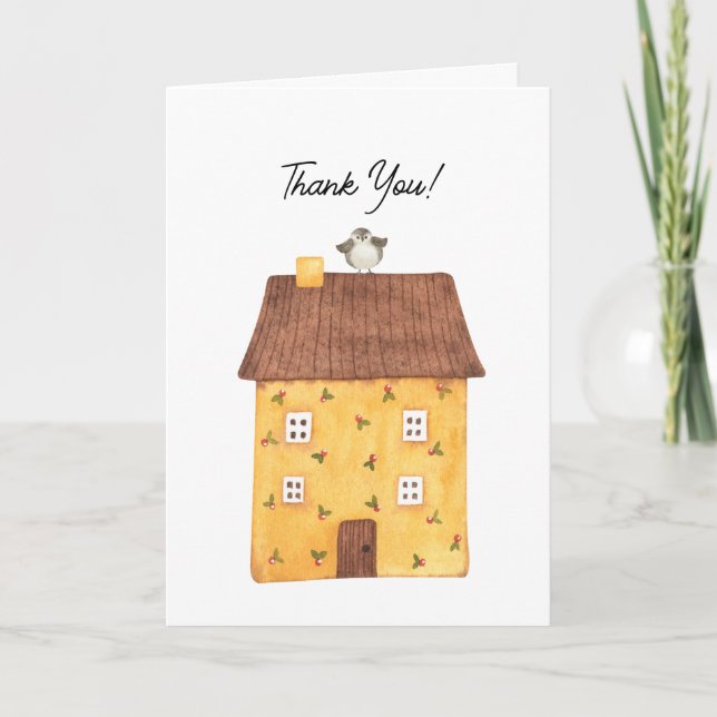 Niedlich Watercolor House Client Vielen Dank Dankeskarte (Vorderseite)